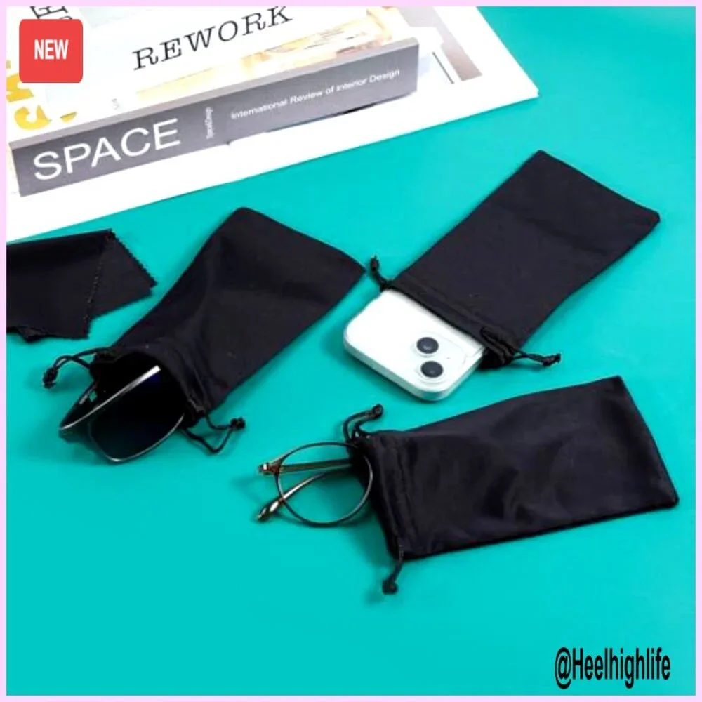 100 Pack Microfiber Sunglasses Pouches with 10 Cleaning Cloths
